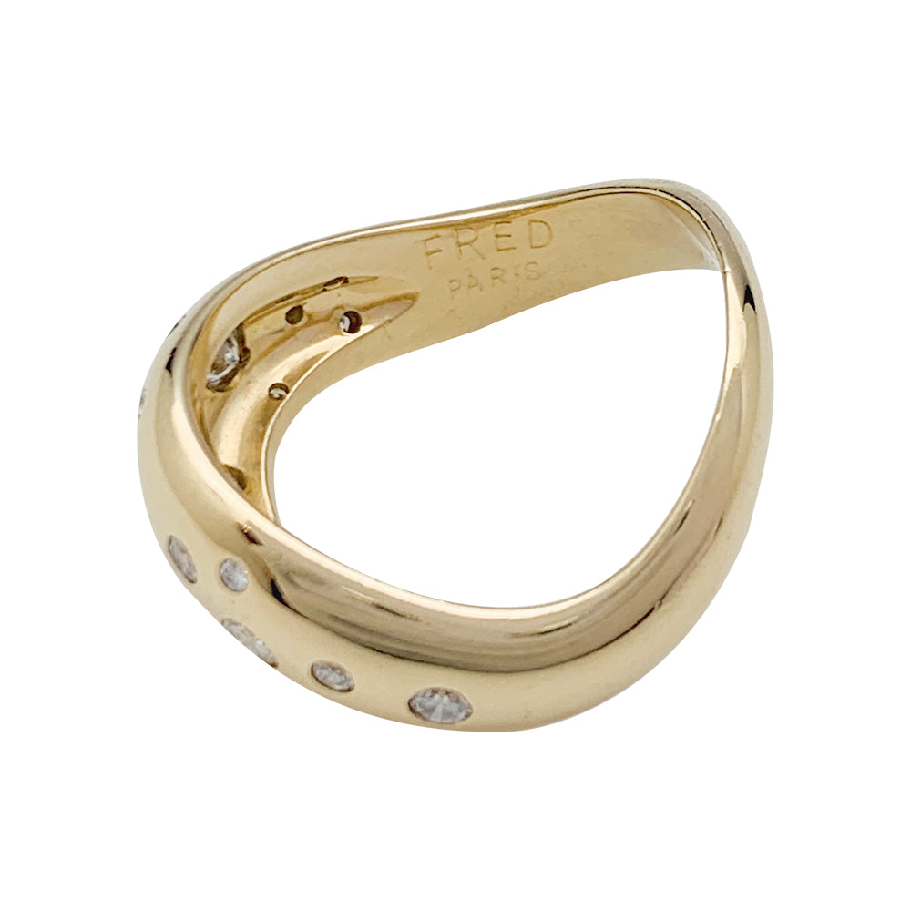 Fred ring, "Mouvementée", yellow gold, diamonds.