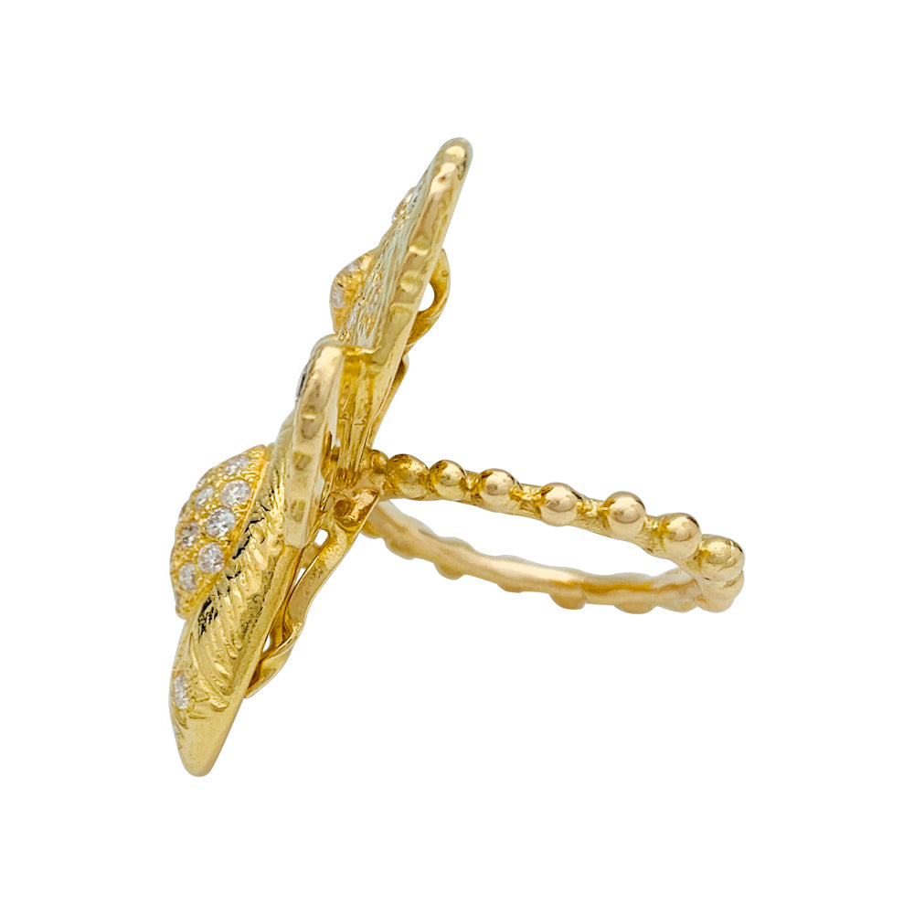 Garnazelle "Butterfly" ring in yellow gold, diamonds.