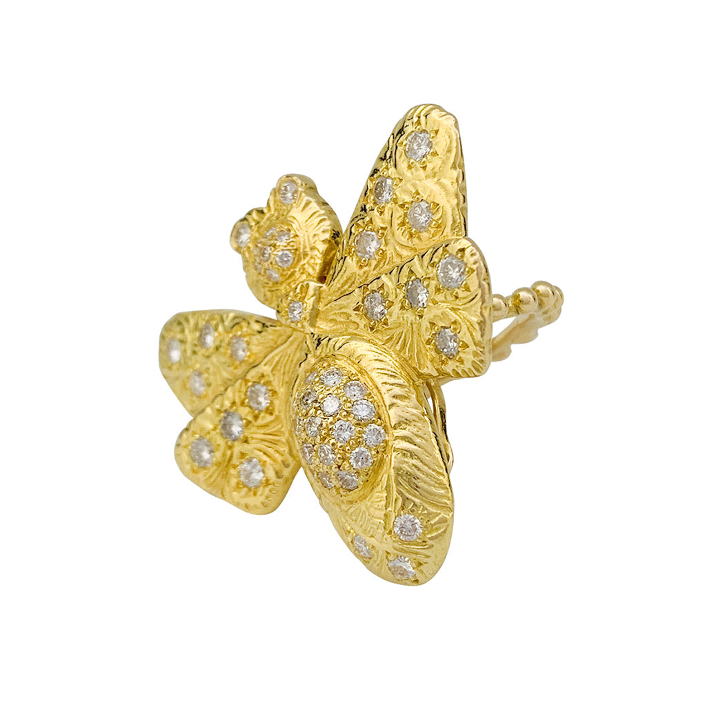 Garnazelle "Butterfly" ring in yellow gold, diamonds.