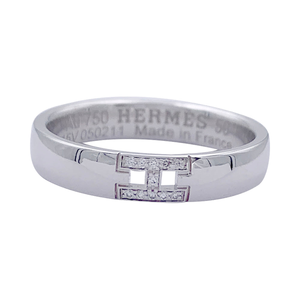 Bague Hermès, "Ever Héraklès", or blanc, diamants.