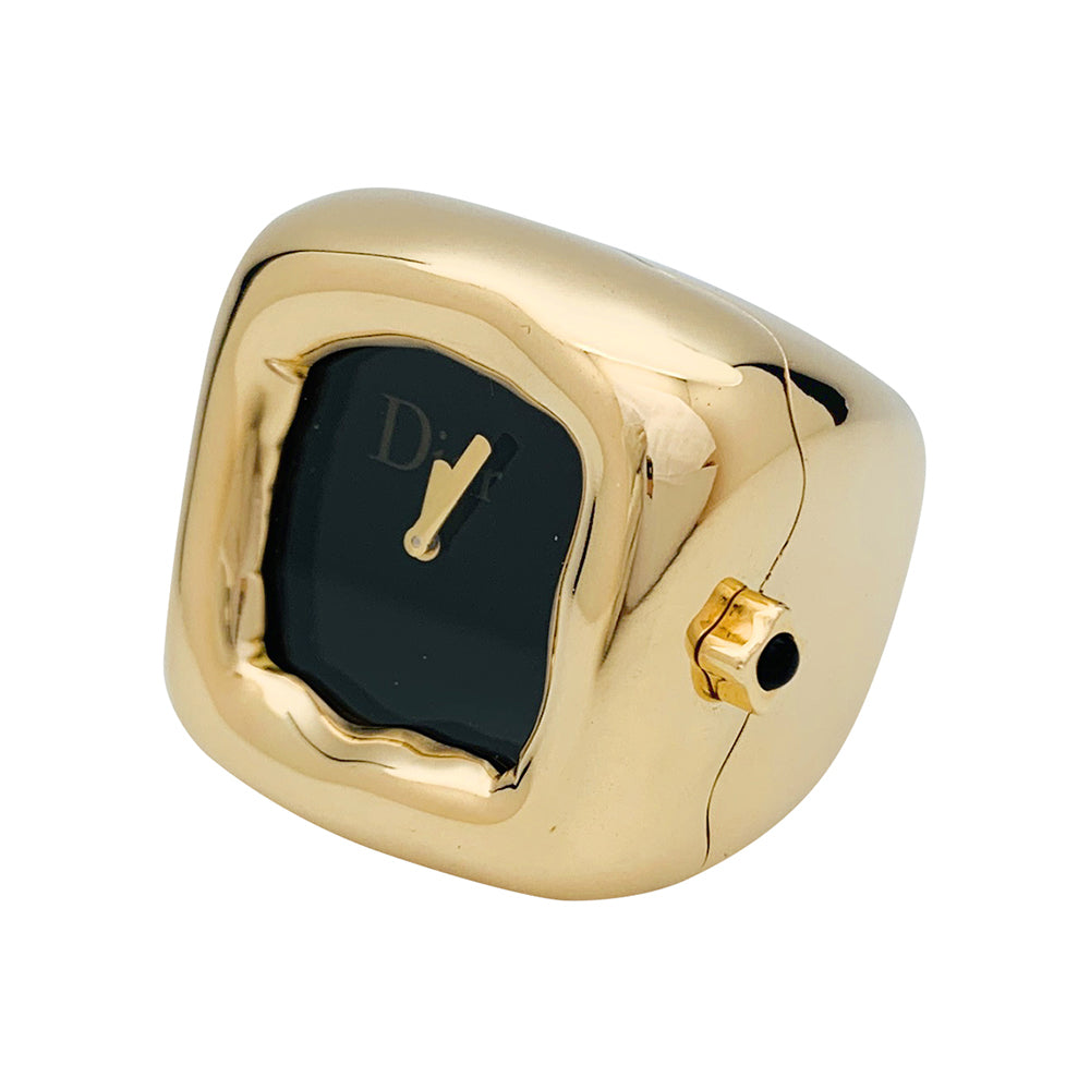Bague montre Dior, modèle "Nougat", en or jaune et onyx.
