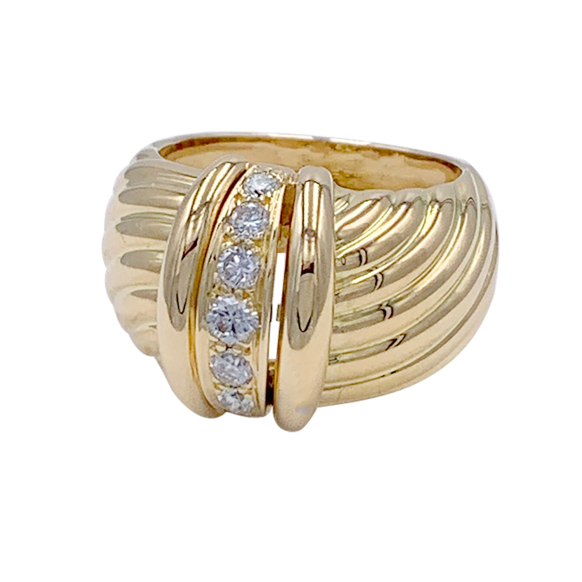 OJPerrin ring, "Venetian", yellow gold, diamonds.