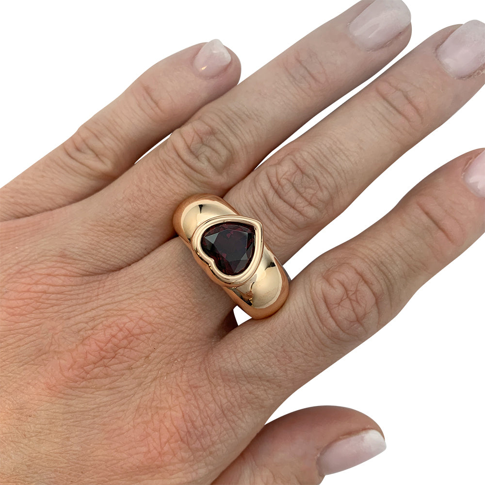 Piaget ring, "Heart", pink gold, rhodolite.