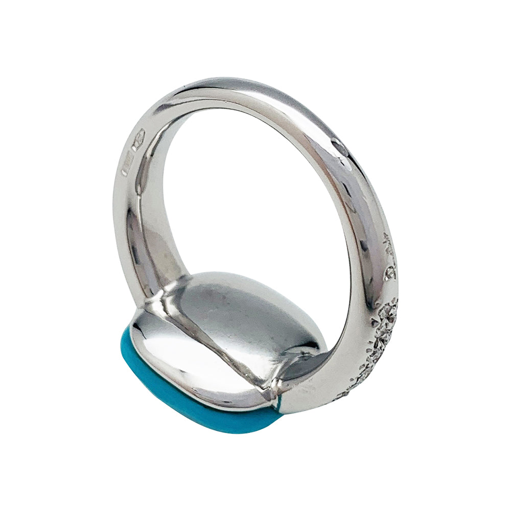 Pomellato ring, "Capri", white gold, turquoise and diamonds.
