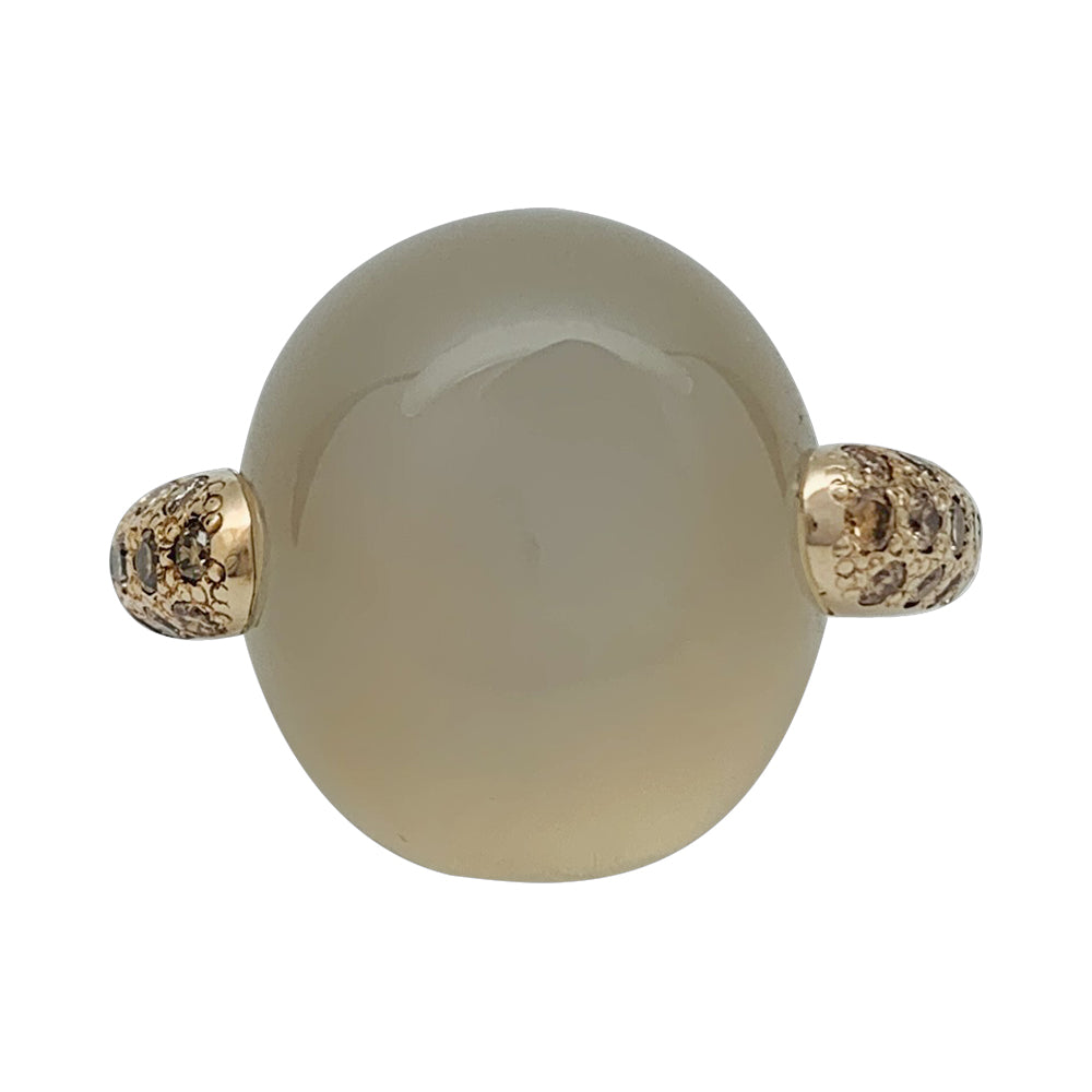 Bague Pomellato, "Luna", or naturel, diamants et pierre de lune.