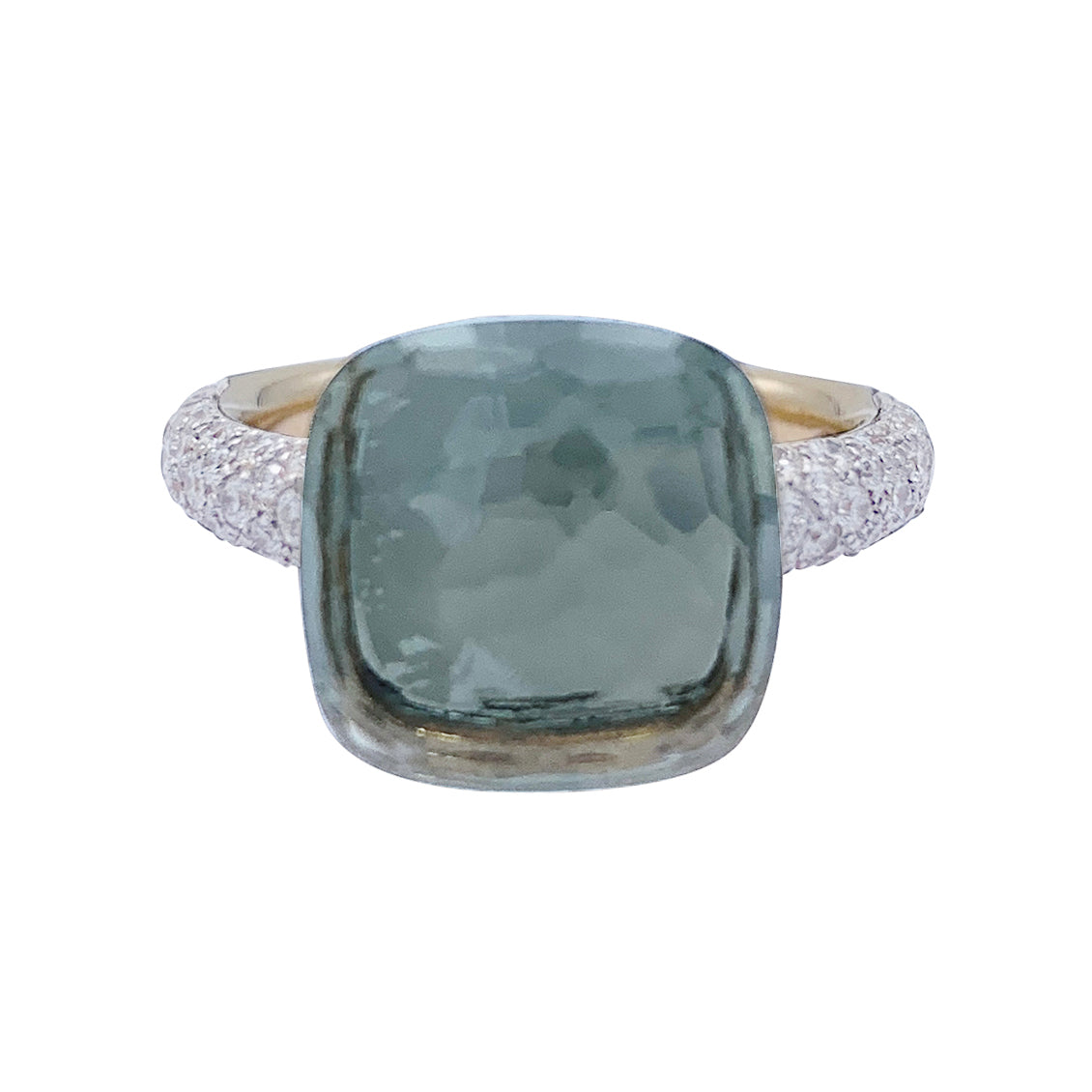 Bague Pomellato, "Nudo Maxi", or rose et blanc, diamants, prasiolite.