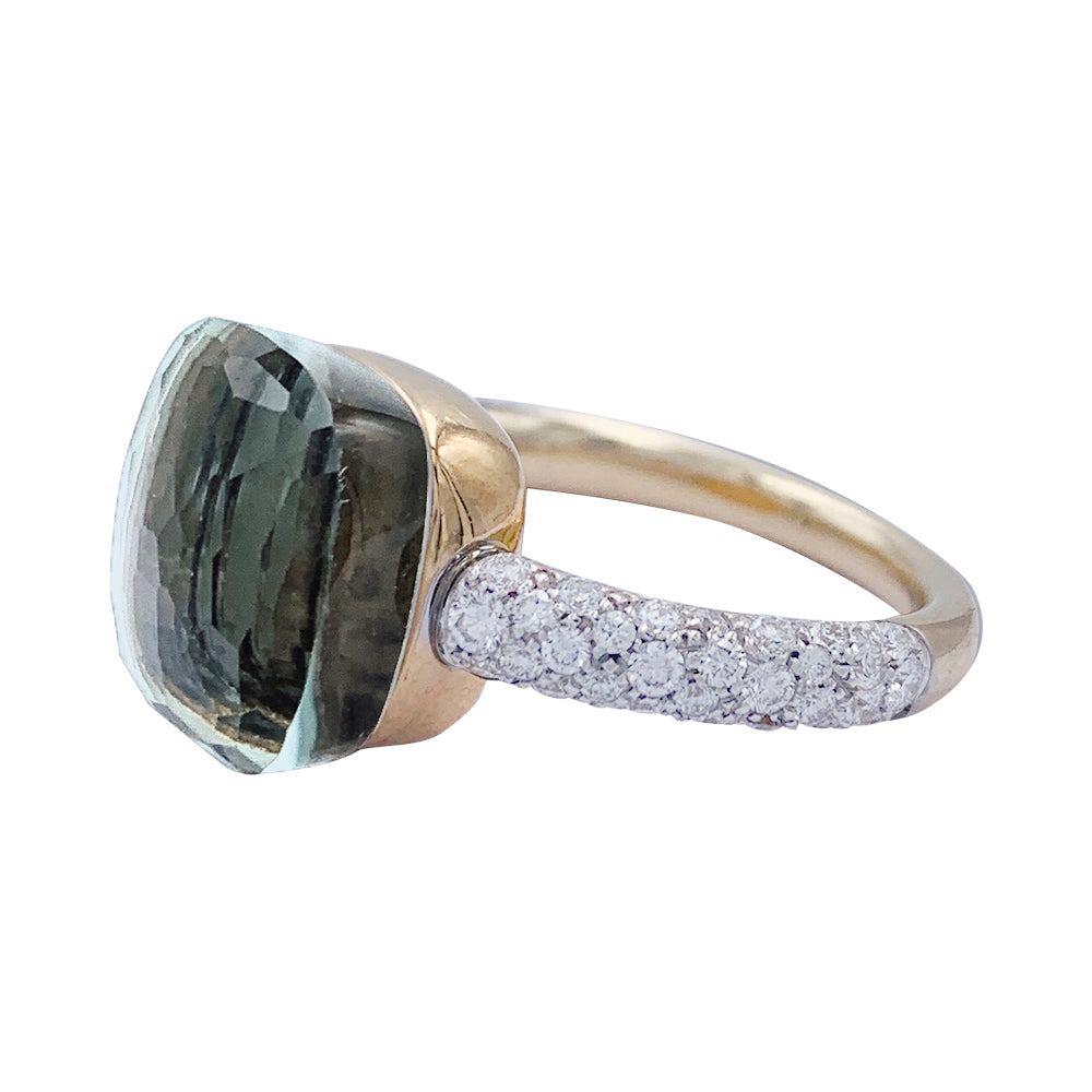 Pomellato ring, "Nudo Maxi", pink and white gold, diamonds, prasiolite.