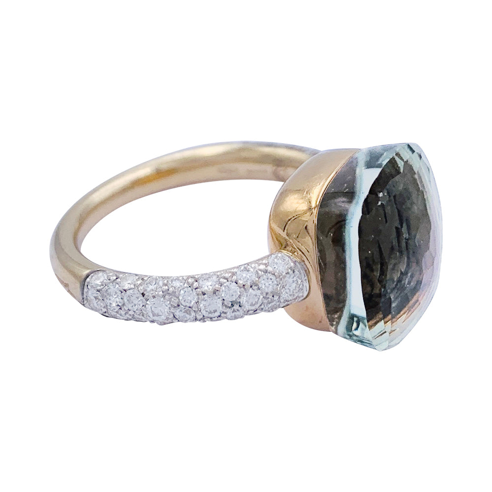 Pomellato ring, "Nudo Maxi", pink and white gold, diamonds, prasiolite.