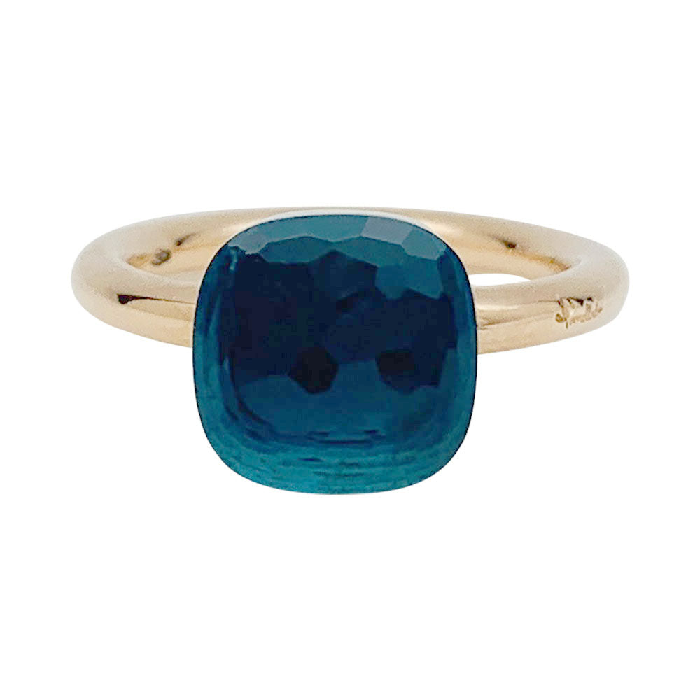 Bague Pomellato,"Nudo Classic, or blanc, or rose, topaze blue London.