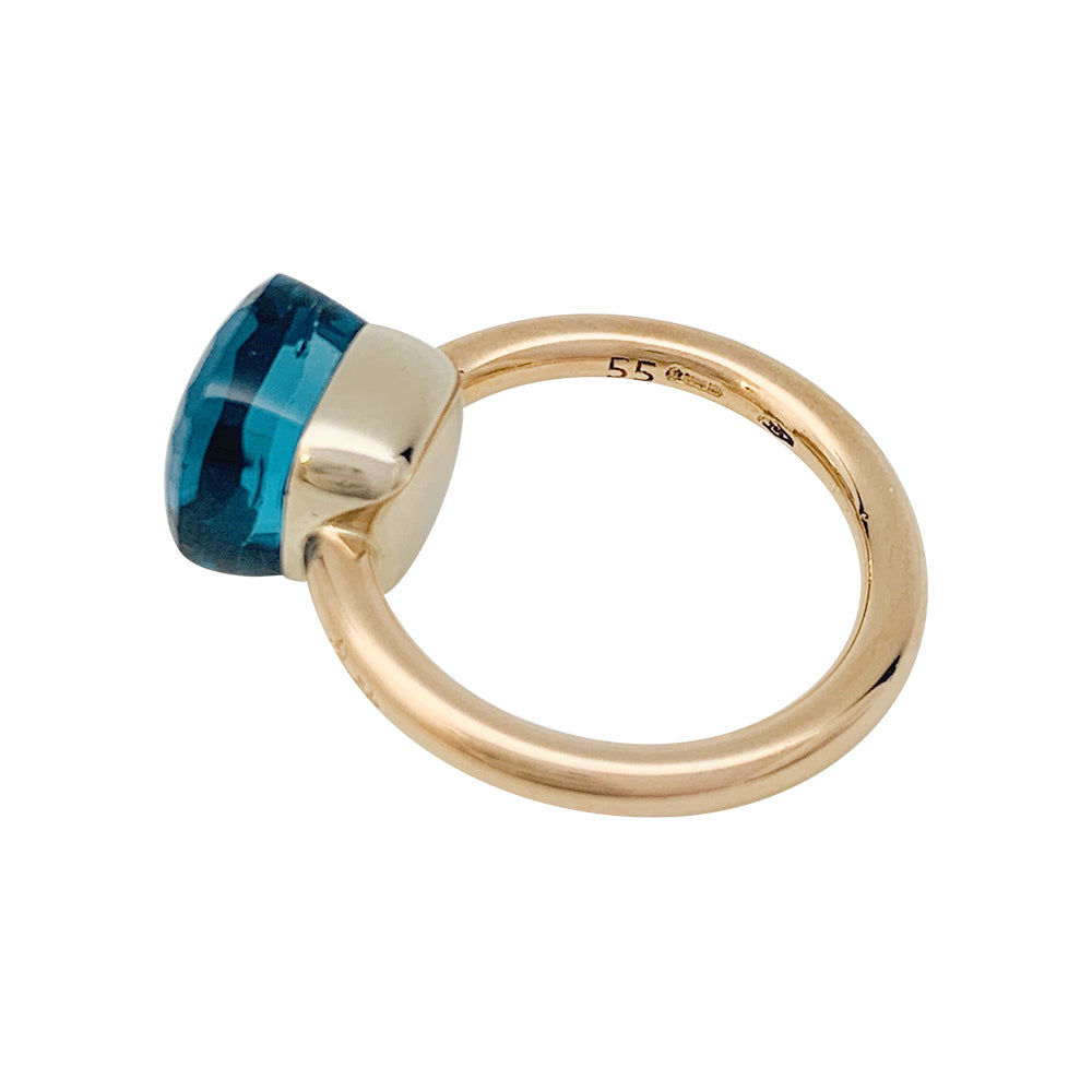 Bague Pomellato,"Nudo Classic, or blanc, or rose, topaze blue London.