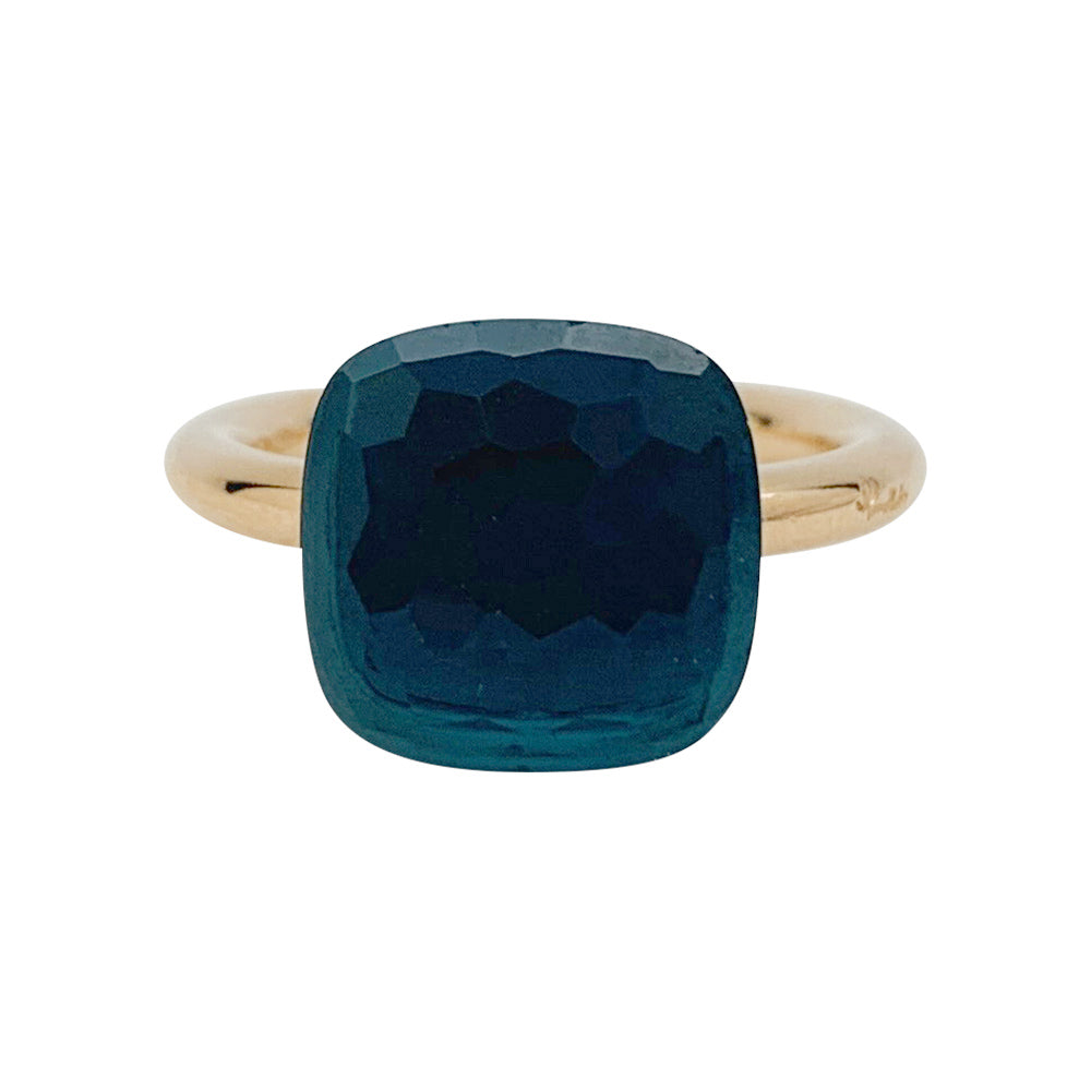 Bague Pomellato, "Nudo Maxi", or rose, or blanc, topaze blue london.