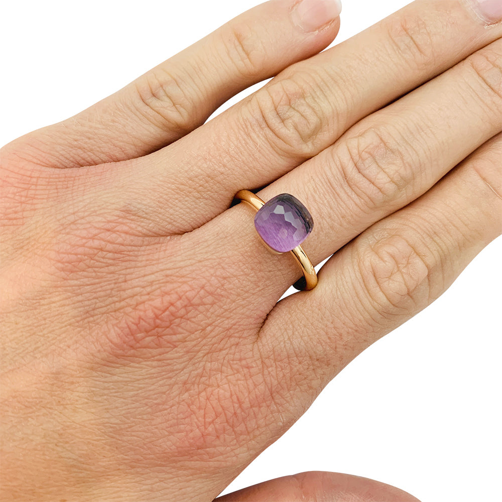 Pomellato ring, "Nudo Petit", rose gold, white gold, amethyst.
