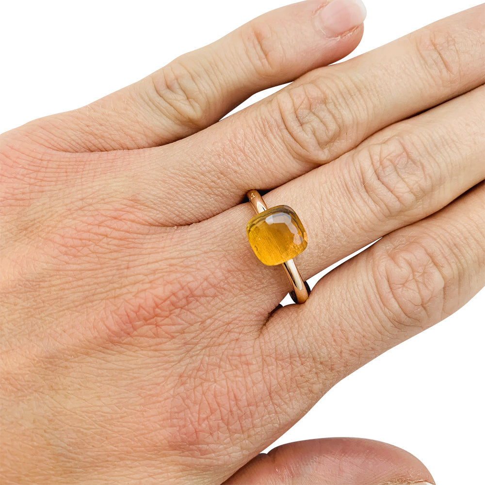 Pomellato ring, "Nudo Petit", rose gold, white gold, citrine.