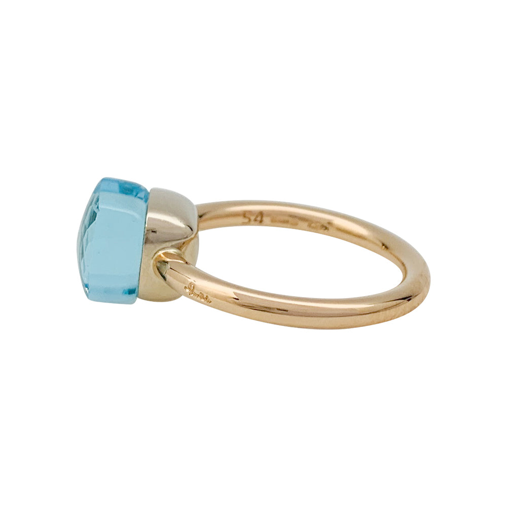 Pomellato ring, "Nudo Petit", rose gold, white gold, blue topaz.