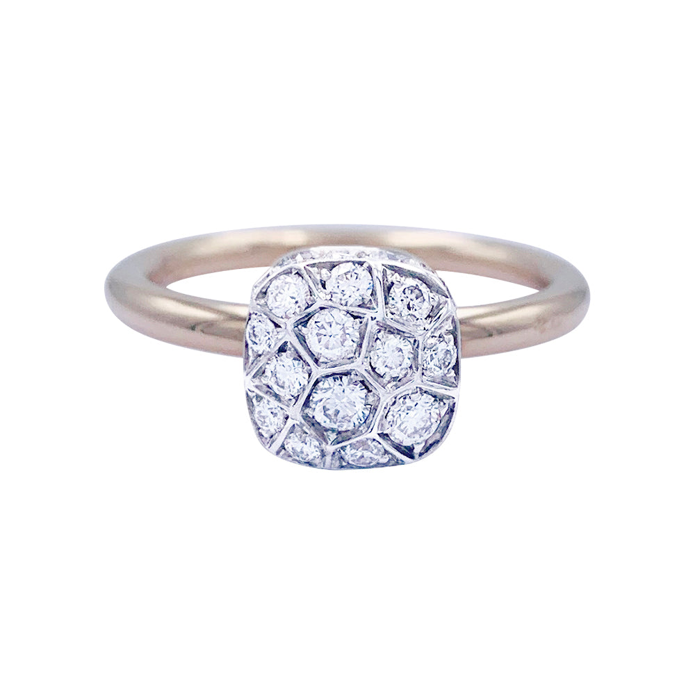 Bague Pomellato, "Nudo Solitaire", or rose et blanc, diamants.