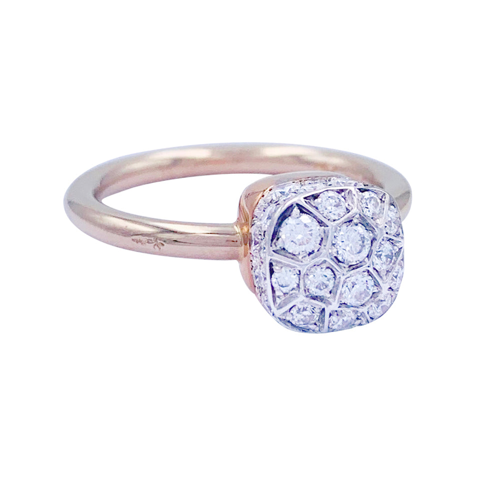 Pomellato ring, "Nudo Solitaire", pink and white gold, diamonds.
