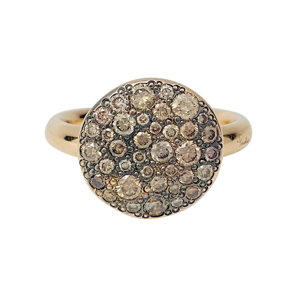 Bague Pomellato, "Sabbia", or rose, diamants bruns.