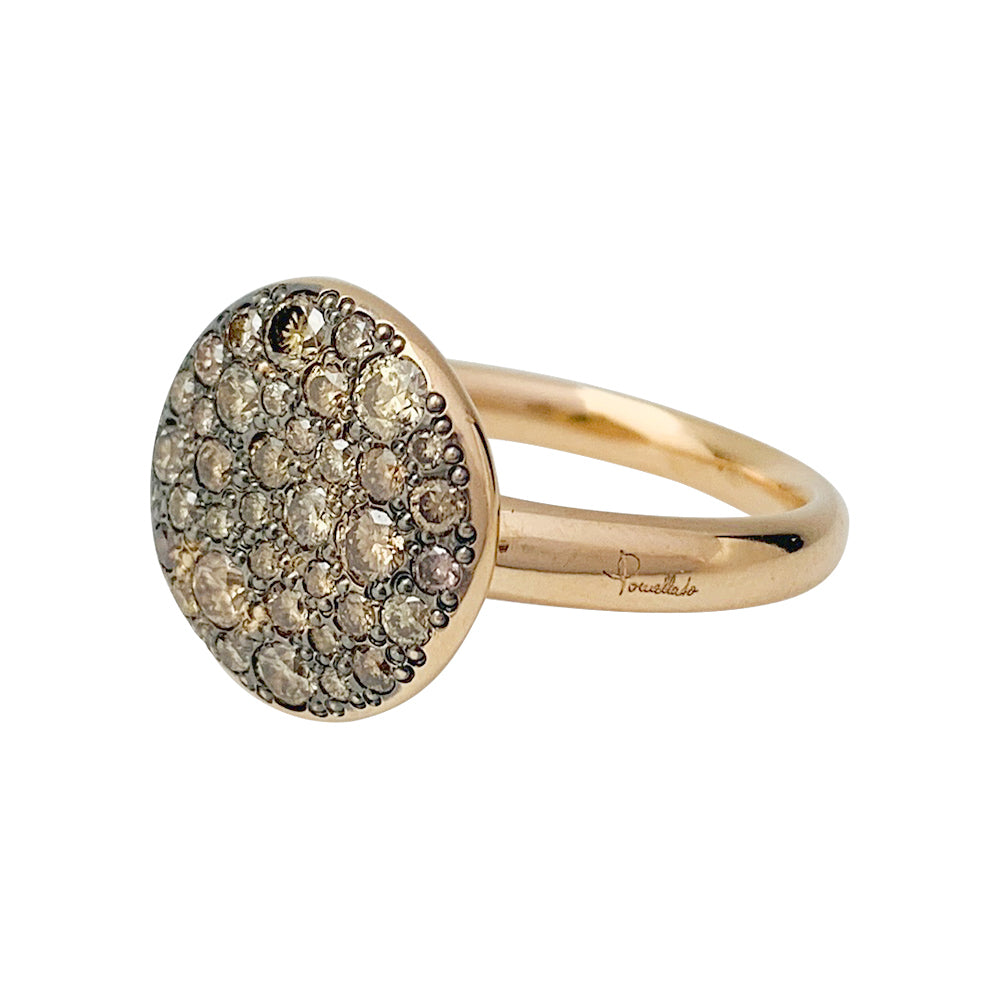 Bague Pomellato, "Sabbia", or rose, diamants bruns.