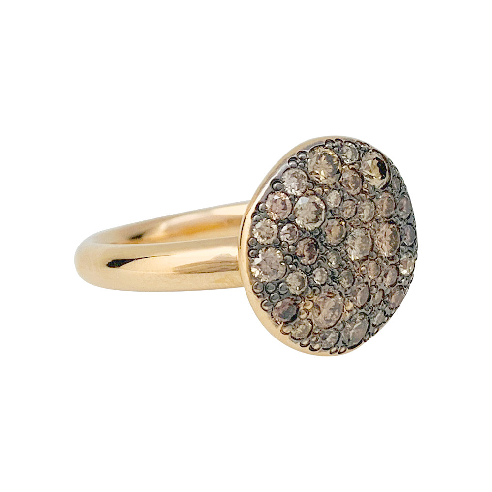 Pomellato ring, "Sabbia", pink gold, brown diamonds.