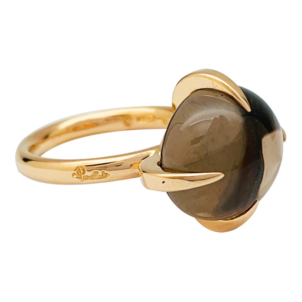 Bague Pomellato "Veleno" or rose et quartz fumé