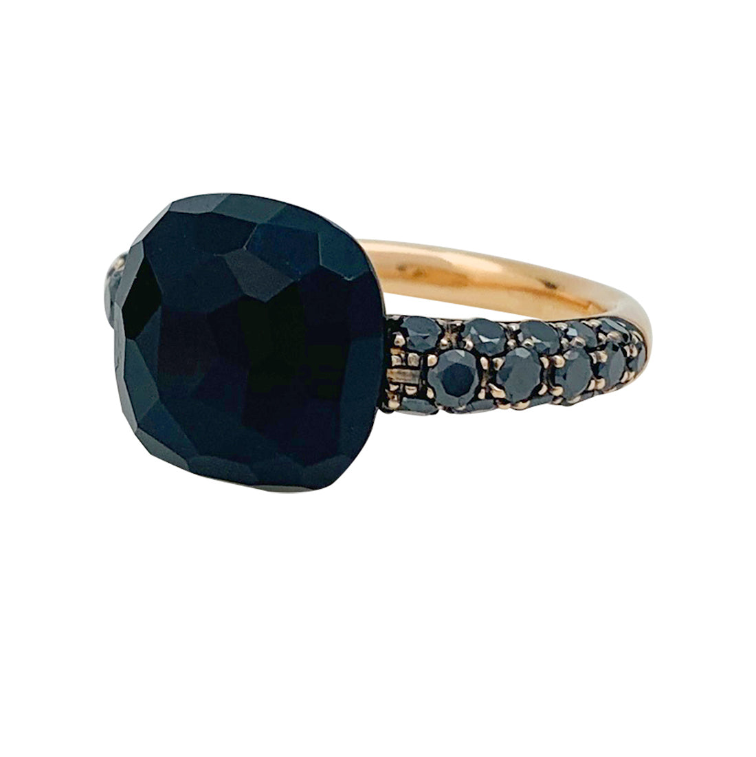 Pomellato ring, "Capri", rose gold, black diamonds and onyx.
