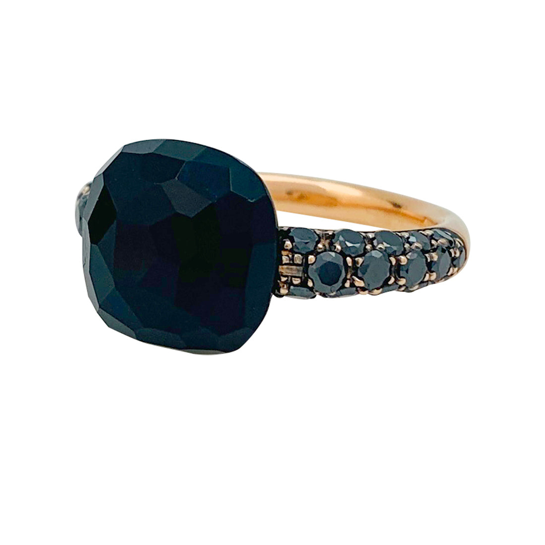 Pomellato ring, "Capri", rose gold, black diamonds and onyx.