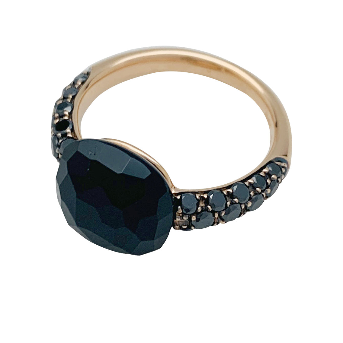 Pomellato ring, "Capri", rose gold, black diamonds and onyx.