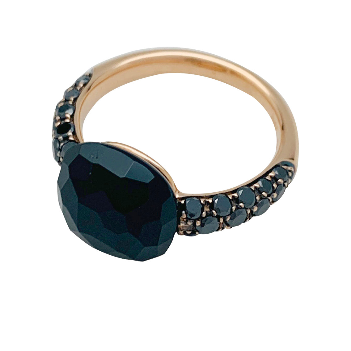 Pomellato ring, "Capri", rose gold, black diamonds and onyx.