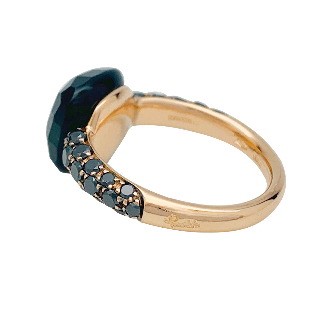 Pomellato ring, "Capri", rose gold, black diamonds and onyx.