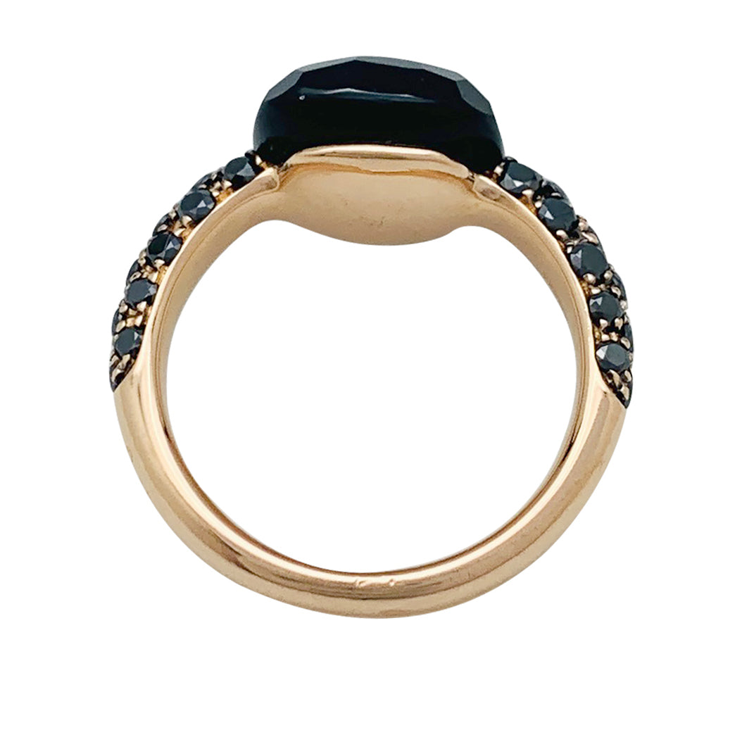 Pomellato ring, "Capri", rose gold, black diamonds and onyx.