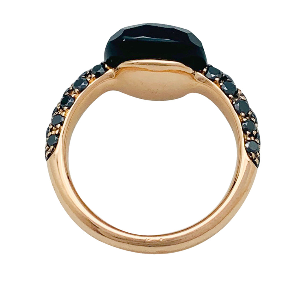 Pomellato ring, "Capri", rose gold, black diamonds and onyx.