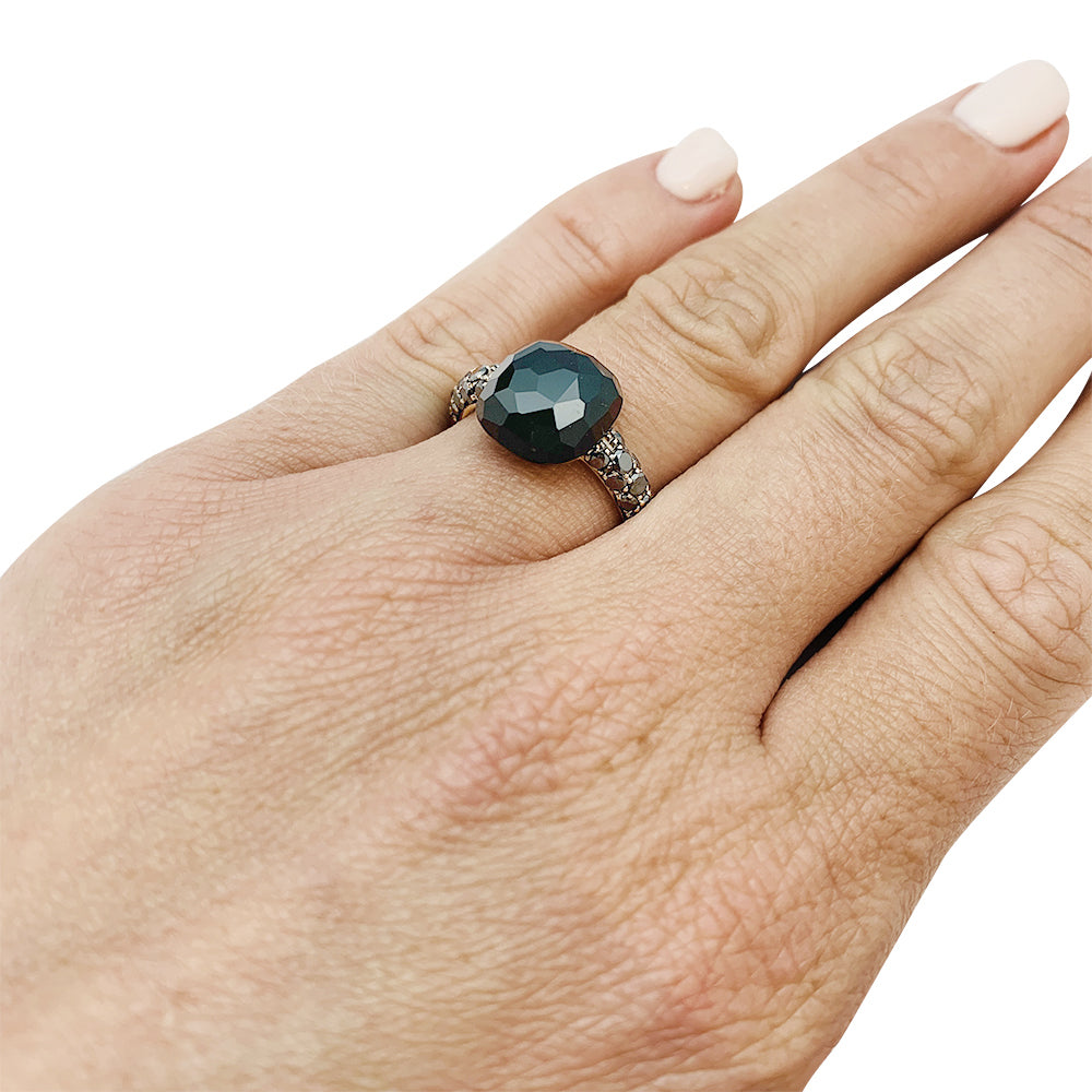 Pomellato ring, "Capri", rose gold, black diamonds and onyx.