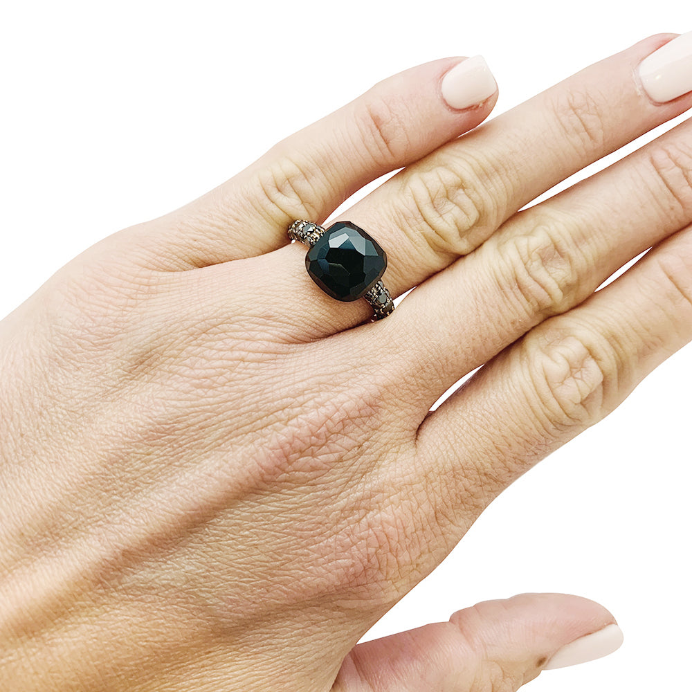 Pomellato ring, "Capri", rose gold, black diamonds and onyx.