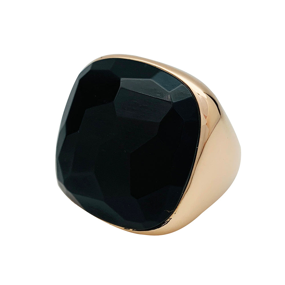 Pomellato ring in pink gold, “Victoria” model, jet.