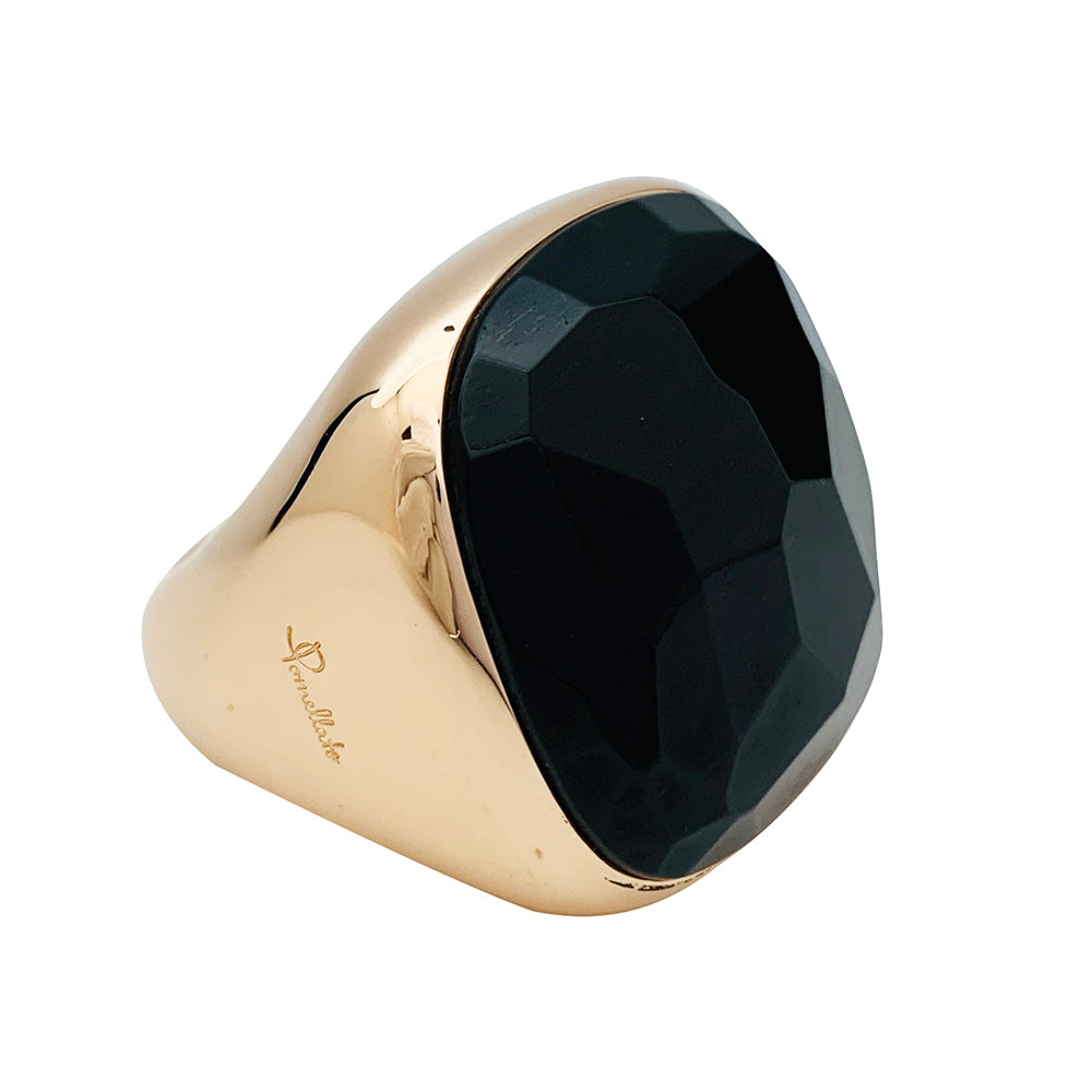 Pomellato ring in pink gold, “Victoria” model, jet.