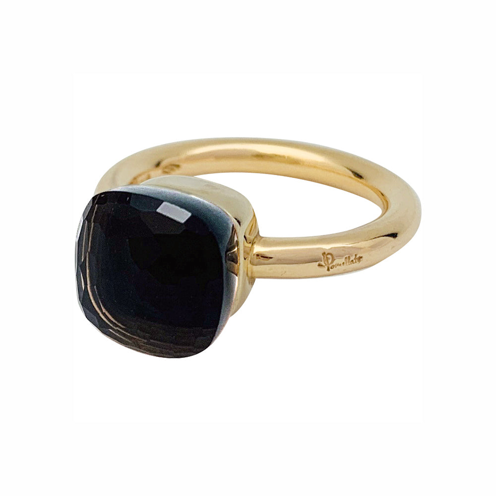 Bague Pomellato, "Nudo Classic", deux ors et quartz fumé.