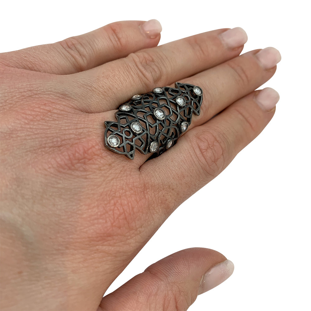 Repossi "Maure" ring in blackened gold and diamonds.