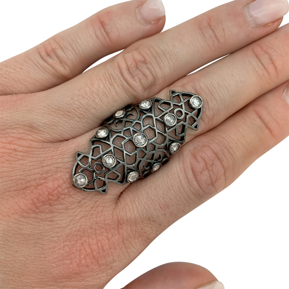 Repossi "Maure" ring in blackened gold and diamonds.