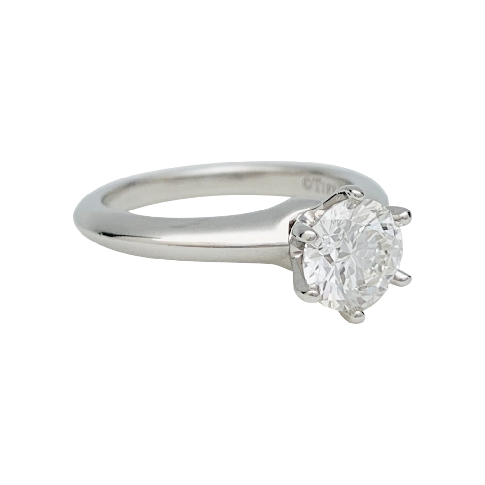 Tiffany & Co. Solitaire, "Setting", platinum, 1.01 carat diamond.