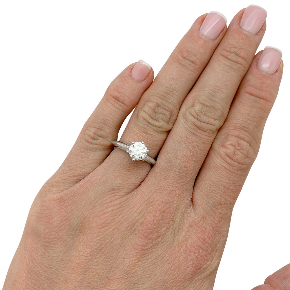 Tiffany & Co. Solitaire, "Setting", platinum, 1.01 carat diamond.