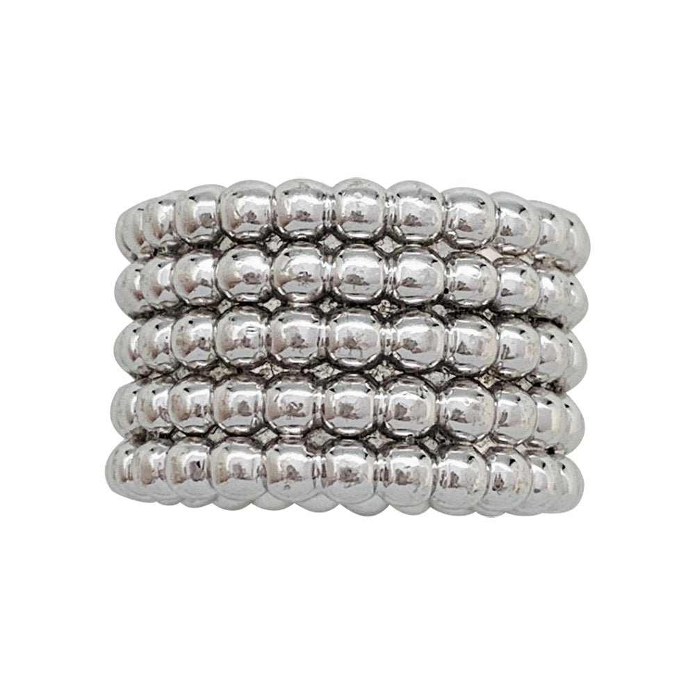 Bague Van Cleef & Arpels en or blanc modèle Perlée, 5 rangs - Maison Eloe