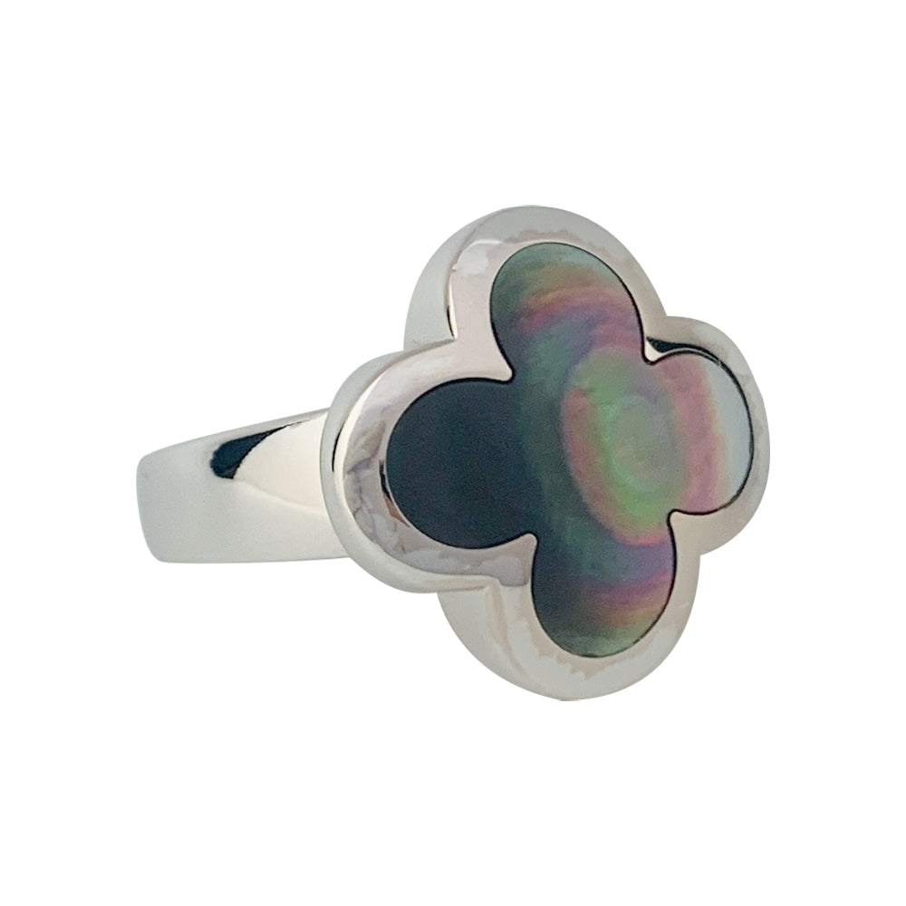 Van Cleef & Arpels "Pure Alhambra" model ring in white gold, gray mother-of-pearl.