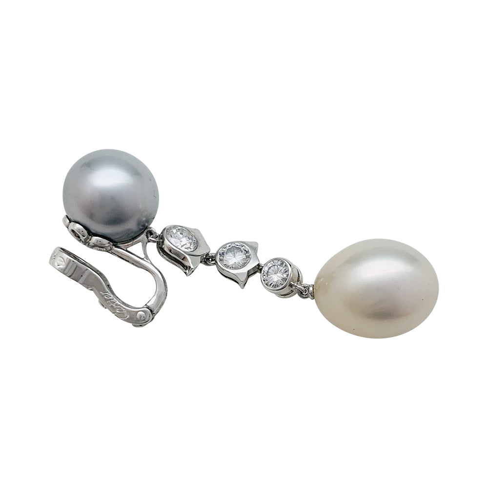 Cartier earrings, "Agnès", white gold, diamonds, cultured pearls.