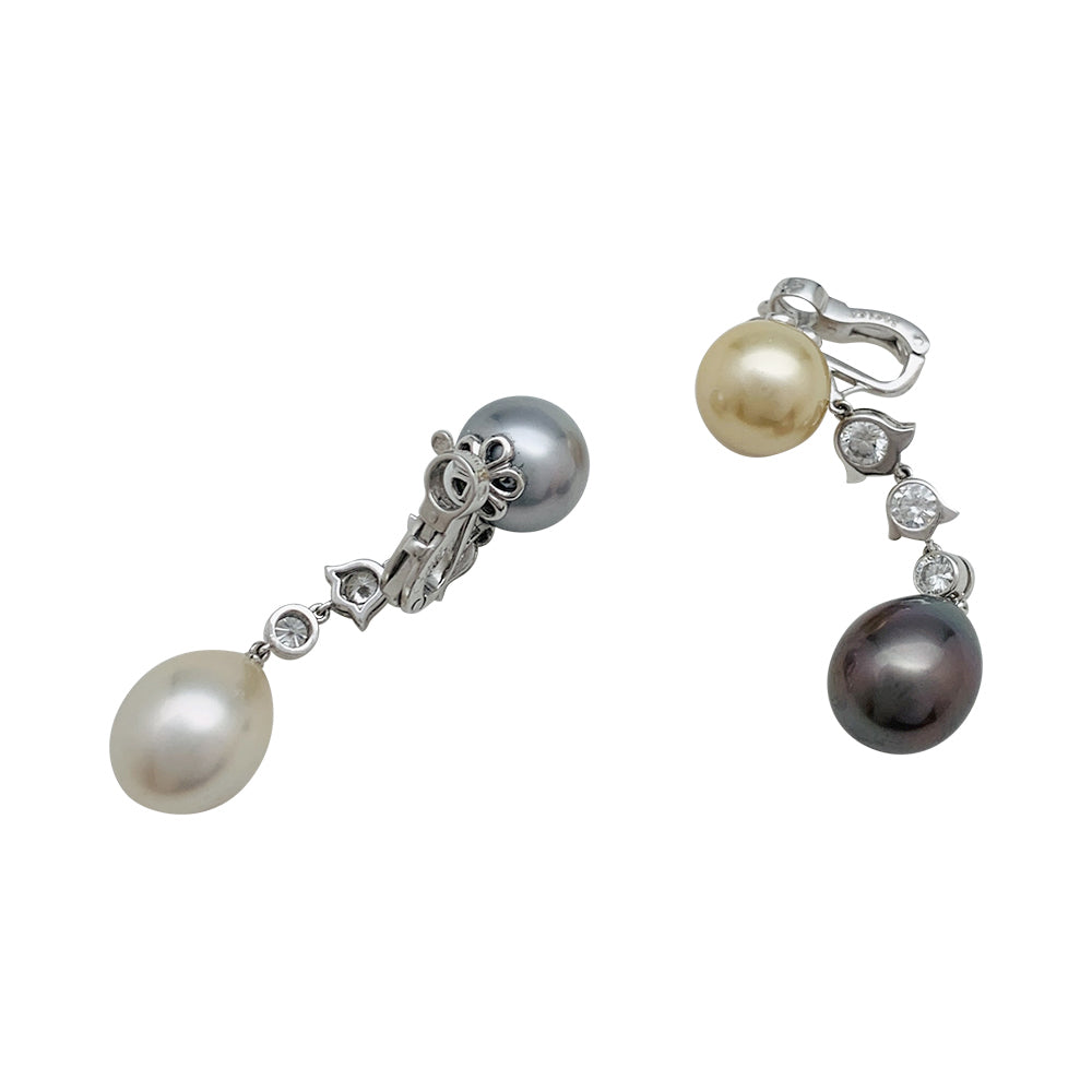 Cartier earrings, "Agnès", white gold, diamonds, cultured pearls.