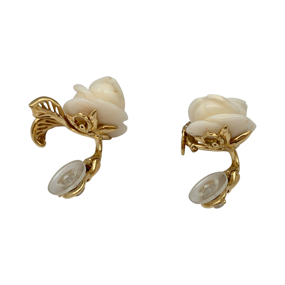 Dior earrings, "Rose Dior Pré Catelan", yellow gold, coral, diamonds and pink sapphires.