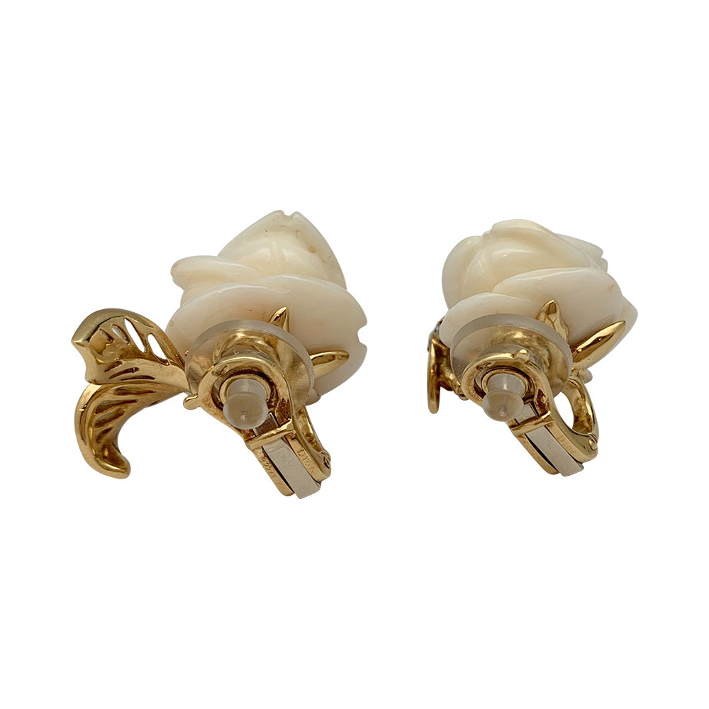 Dior earrings, "Rose Dior Pré Catelan", yellow gold, coral, diamonds and pink sapphires.