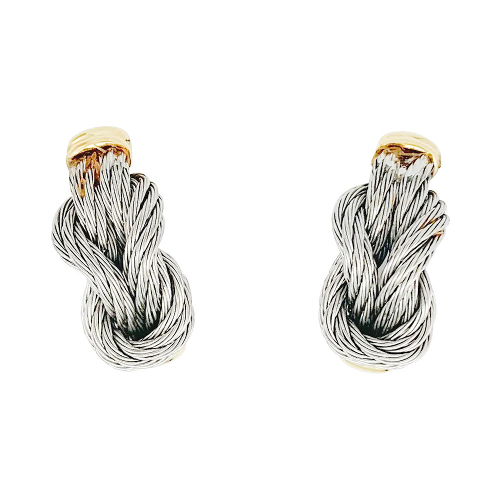 Boucles d'oreilles Fred, "Force 10", or et acier.