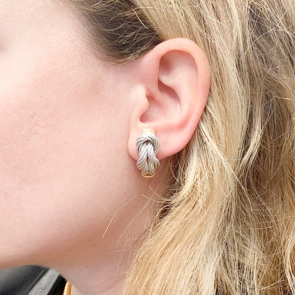 Fred earrings, "Force 10", gold and steel.