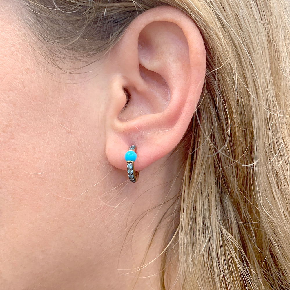 Pomellato earrings, "M'ama non M'ama", rose gold, colored stones.