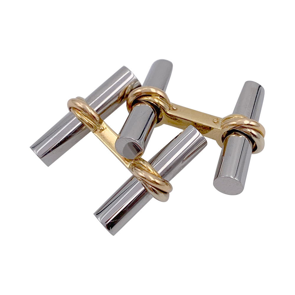 Boutons de manchette Cartier 3 ors, bâtonnets interchangeables.